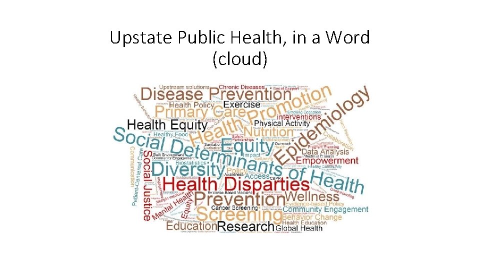 Upstate Public Health, in a Word (cloud) 