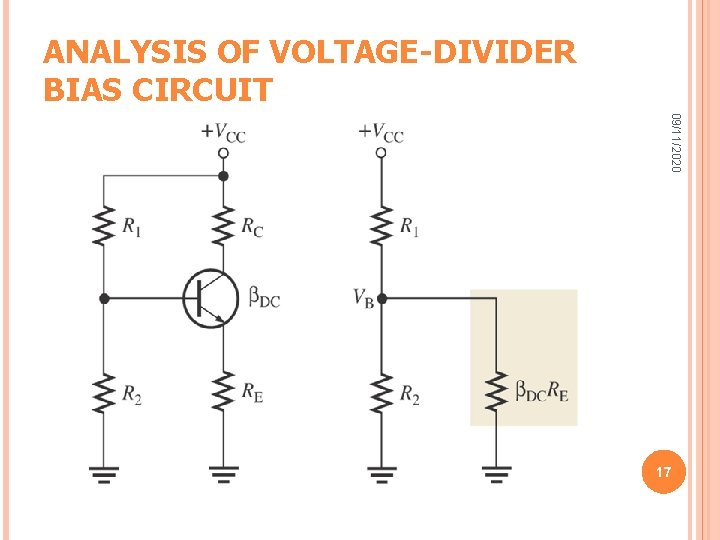 ANALYSIS OF VOLTAGE-DIVIDER BIAS CIRCUIT 09/11/2020 17 ANALYSIS OF VOLTAGE-DIVIDER BIAS CIRCUIT 09/11/2020 17