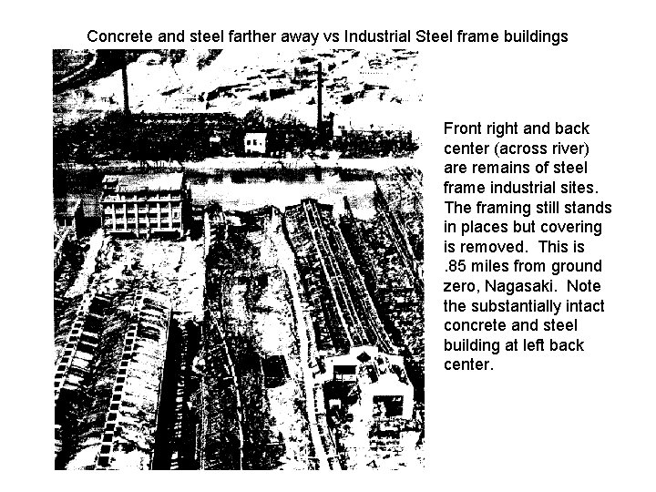 Concrete and steel farther away vs Industrial Steel frame buildings Front right and back
