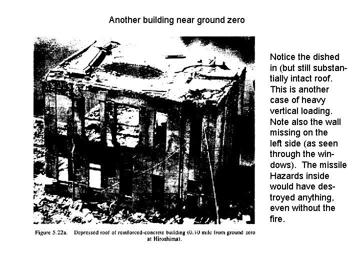 Another building near ground zero Notice the dished in (but still substantially intact roof.