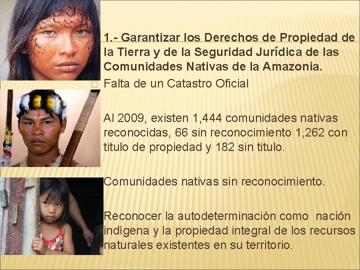 � � 1. - Garantizar los Derechos de Propiedad de la Tierra y de