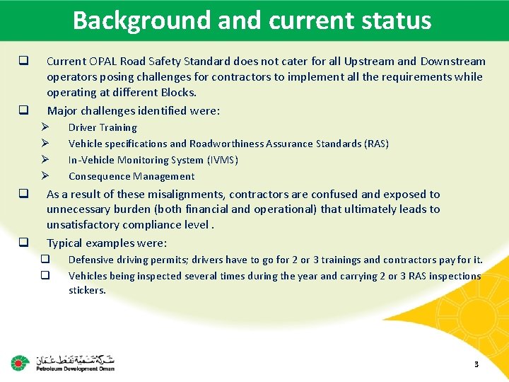 OPAL SP 2000 Road Safety Standard Objectives Provide