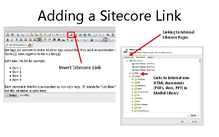Adding a Sitecore Linking to Internal Sitecore Pages. Insert Sitecore Links to Internal non.