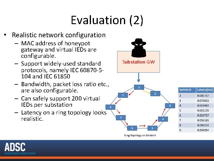 Evaluation (2) • Realistic network configuration – MAC address of honeypot gateway and virtual