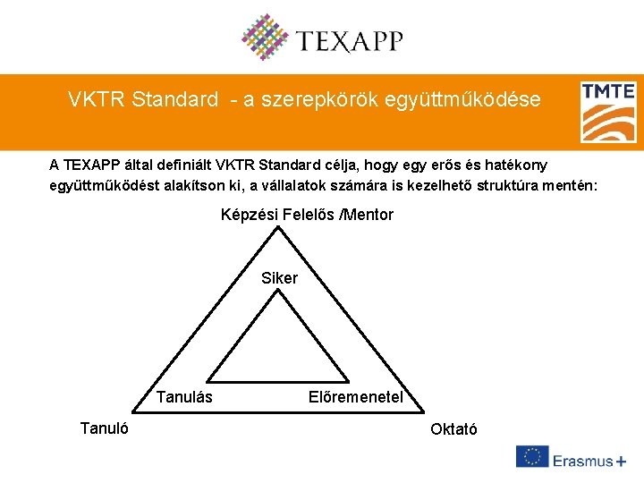 VKTR Standard - a szerepkörök együttműködése A TEXAPP által definiált VKTR Standard célja, hogy