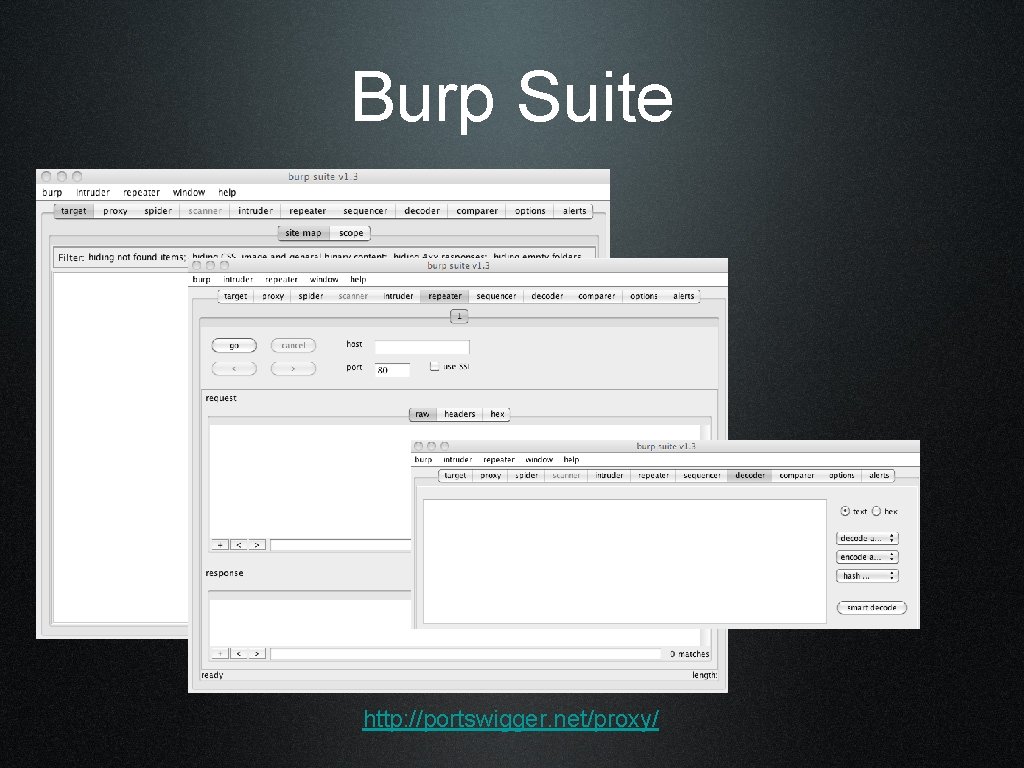 Burp Suite http: //portswigger. net/proxy/ 