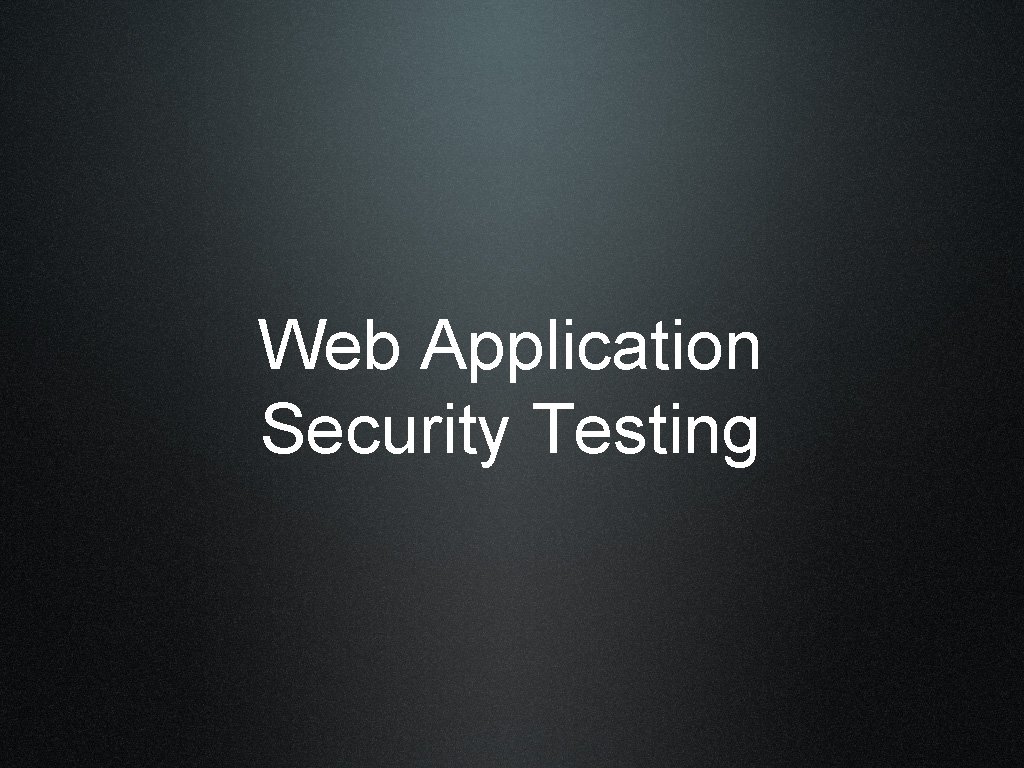 Web Application Security Testing 