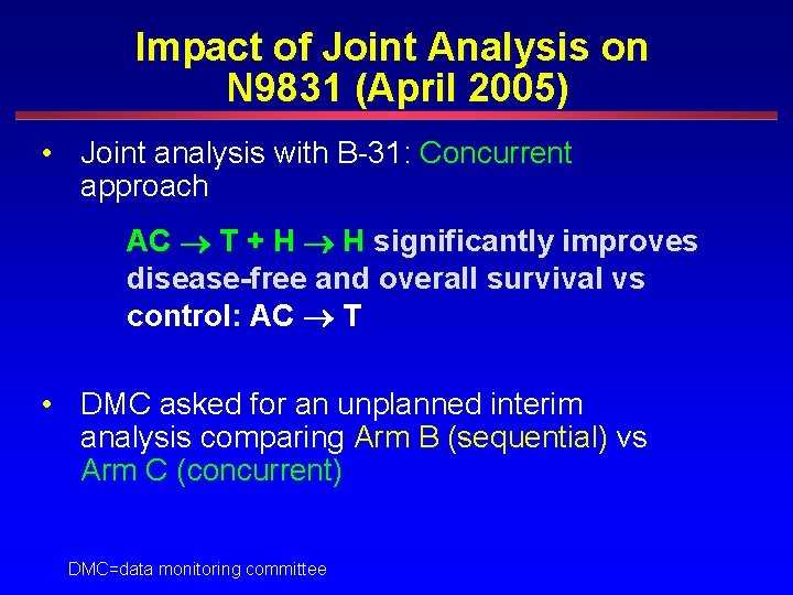 Impact of Joint Analysis on N 9831 (April 2005) • Joint analysis with B-31: