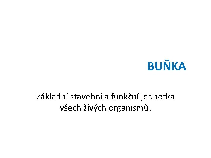 BUŇKA Základní stavební a funkční jednotka všech živých organismů. 