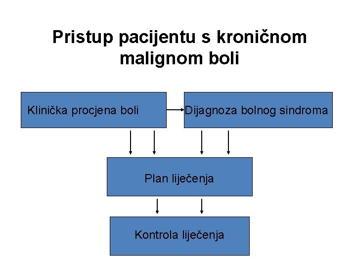 Pristup pacijentu s kroničnom malignom boli Klinička procjena boli Dijagnoza bolnog sindroma Plan liječenja