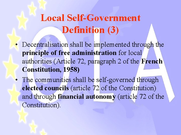 Local Self-Government Initié par des chercheurs de l’Université de Lille 2 (France), OLA Definition