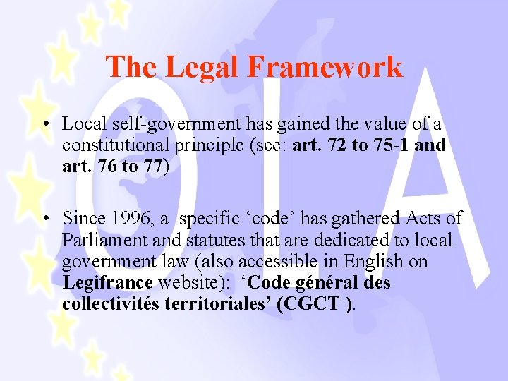 The Legal Framework Initié par des chercheurs de l’Université de Lille 2 (France), OLA