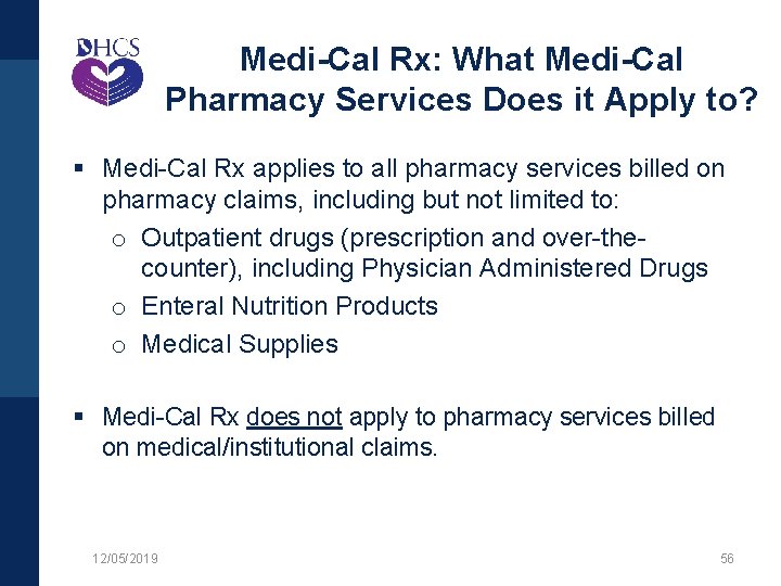 Medi-Cal Rx: What Medi-Cal Pharmacy Services Does it Apply to? § Medi-Cal Rx applies