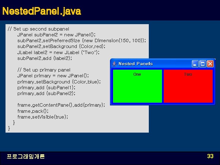 Nested. Panel. java // Set up second subpanel JPanel sub. Panel 2 = new