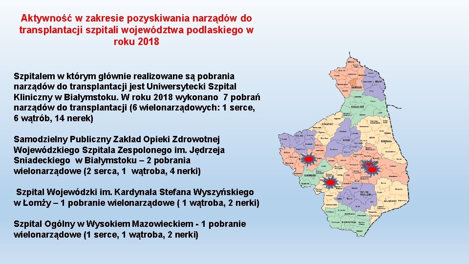 Aktywność w zakresie pozyskiwania narządów do transplantacji szpitali województwa podlaskiego w roku 2018 Szpitalem