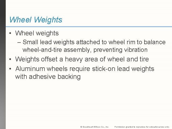 Wheel Weights • Wheel weights – Small lead weights attached to wheel rim to Wheel Weights • Wheel weights – Small lead weights attached to wheel rim to