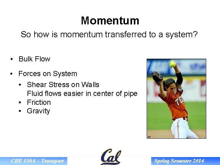 Momentum So how is momentum transferred to a system? • Bulk Flow • Forces