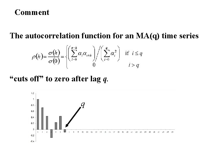 Comment The autocorrelation function for an MA(q) time series “cuts off” to zero after