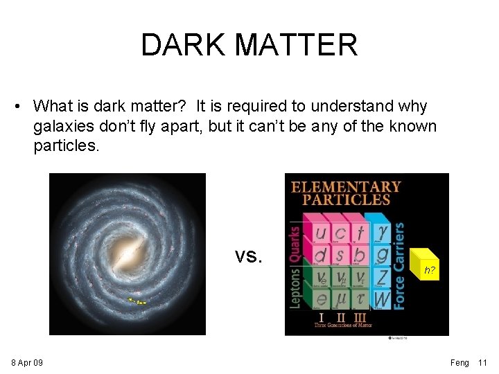 DARK MATTER • What is dark matter? It is required to understand why galaxies