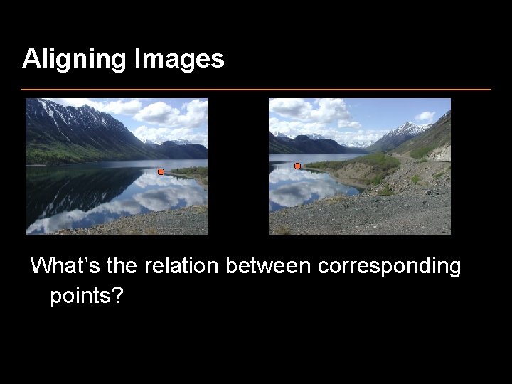 Aligning Images How can we find the homographies required for stitching ? • From