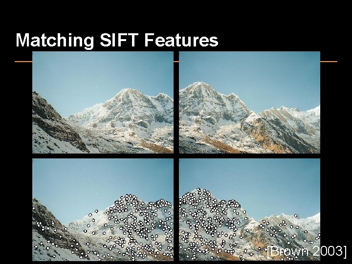 Matching SIFT Features [Brown 2003] 