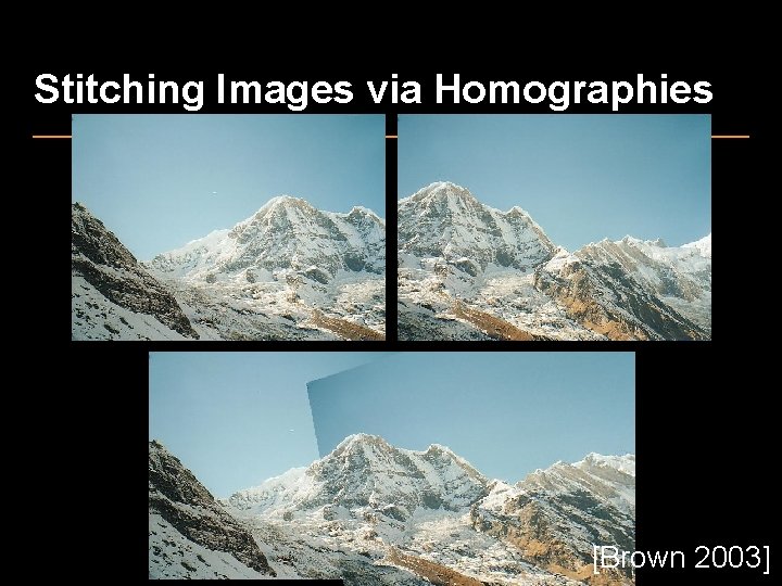 Stitching Images via Homographies [Brown 2003] 