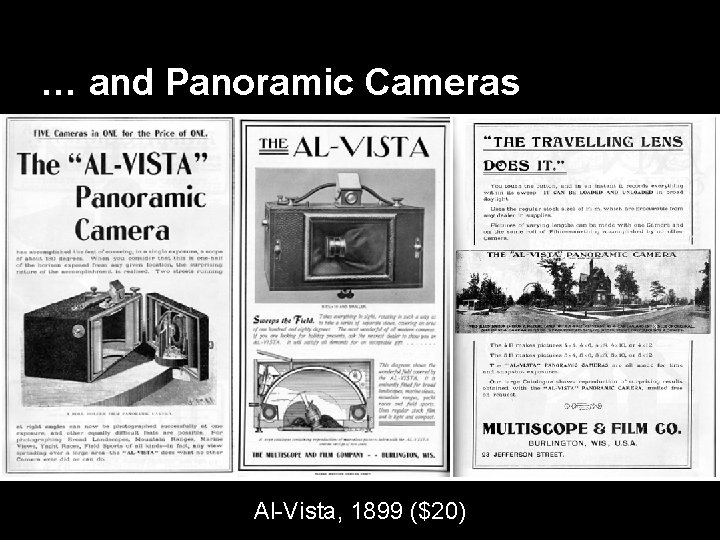 … and Panoramic Cameras Chevallier, 1858 Al-Vista, 1899 ($20) 