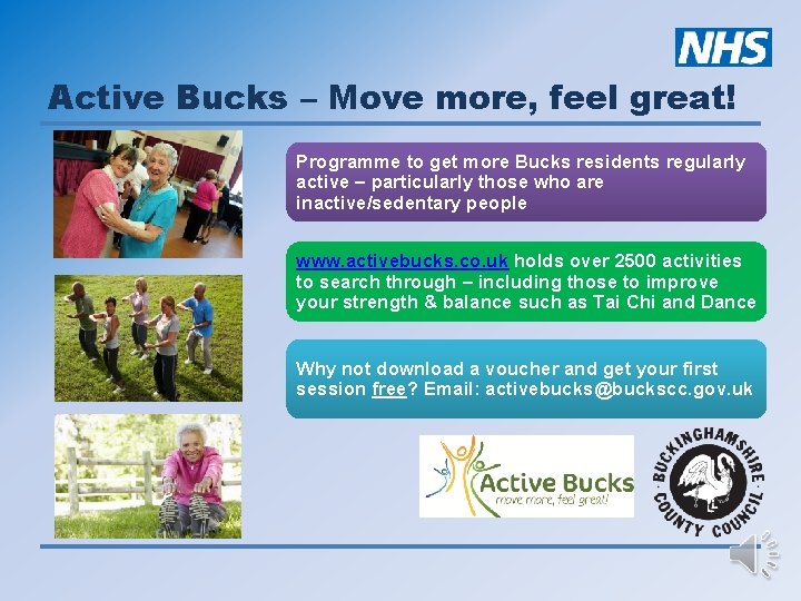 Active Bucks – Move more, feel great! Programme to get more Bucks residents regularly