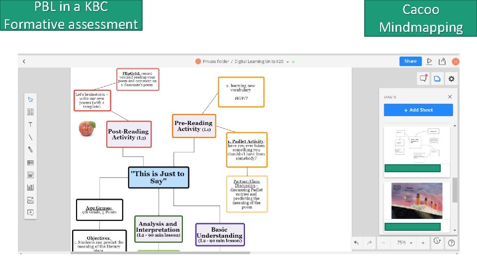 PBL in a KBC Formative assessment Cacoo Mindmapping 