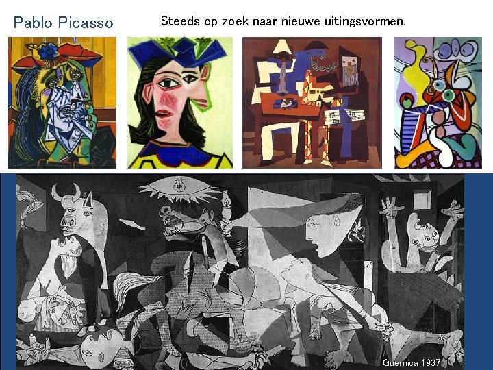 Pablo Picasso Steeds op zoek naar nieuwe uitingsvormen. Guernica 1937 