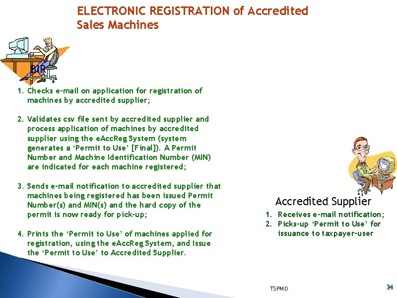 ELECTRONIC REGISTRATION of Accredited Sales Machines BIR 1. Checks e-mail on application for registration