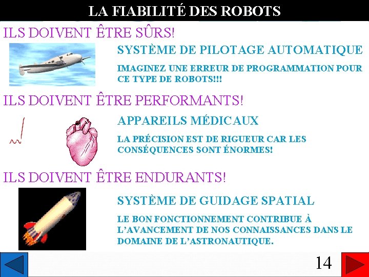 LA FIABILITÉ DES ROBOTS ILS DOIVENT ÊTRE SÛRS! SYSTÈME DE PILOTAGE AUTOMATIQUE IMAGINEZ UNE