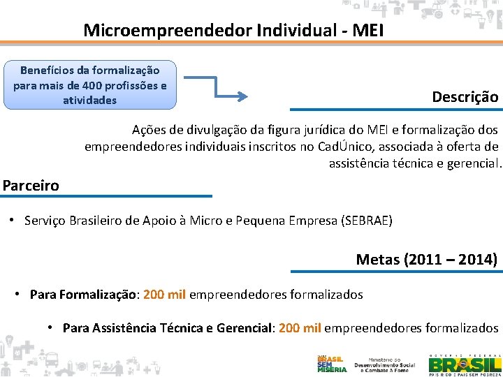 Microempreendedor Individual - MEI Benefícios da formalização para mais de 400 profissões e atividades