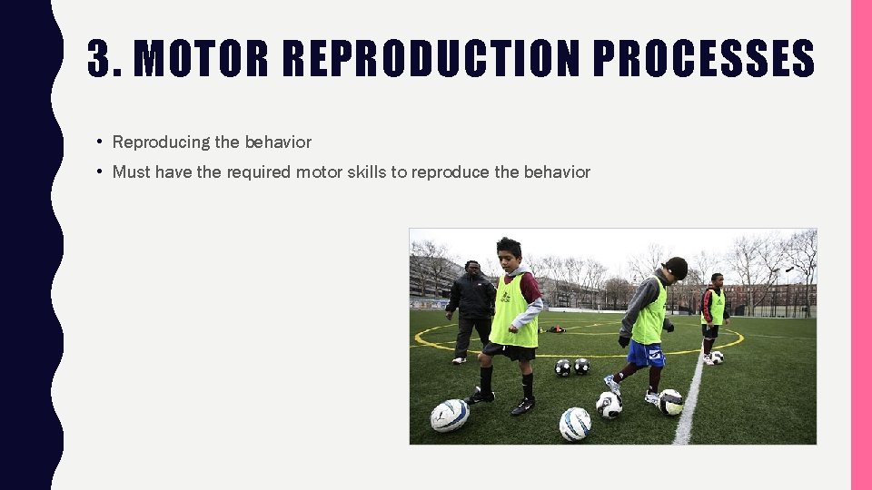 3. MOTOR REPRODUCTION PROCESSES • Reproducing the behavior • Must have the required motor