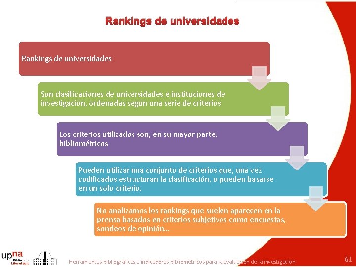 Rankings de universidades Son clasificaciones de universidades e instituciones de investigación, ordenadas según una