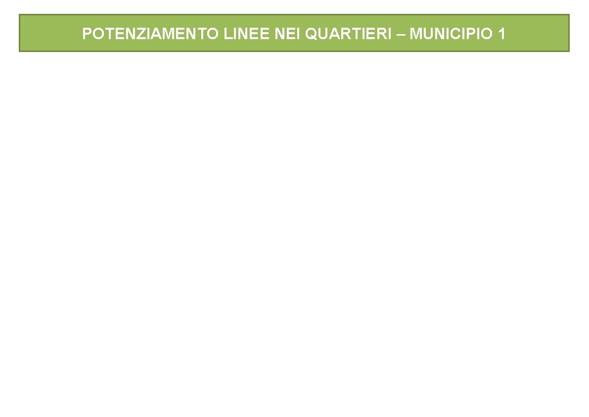 POTENZIAMENTO LINEE NEI QUARTIERI – MUNICIPIO 1 