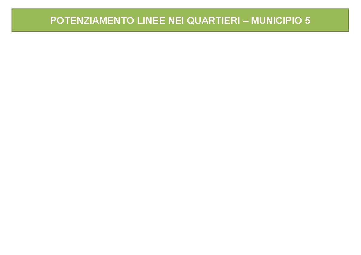 POTENZIAMENTO LINEE NEI QUARTIERI – MUNICIPIO 5 