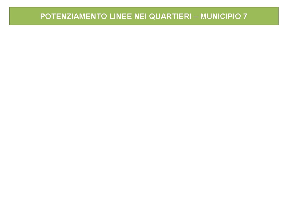 POTENZIAMENTO LINEE NEI QUARTIERI – MUNICIPIO 7 