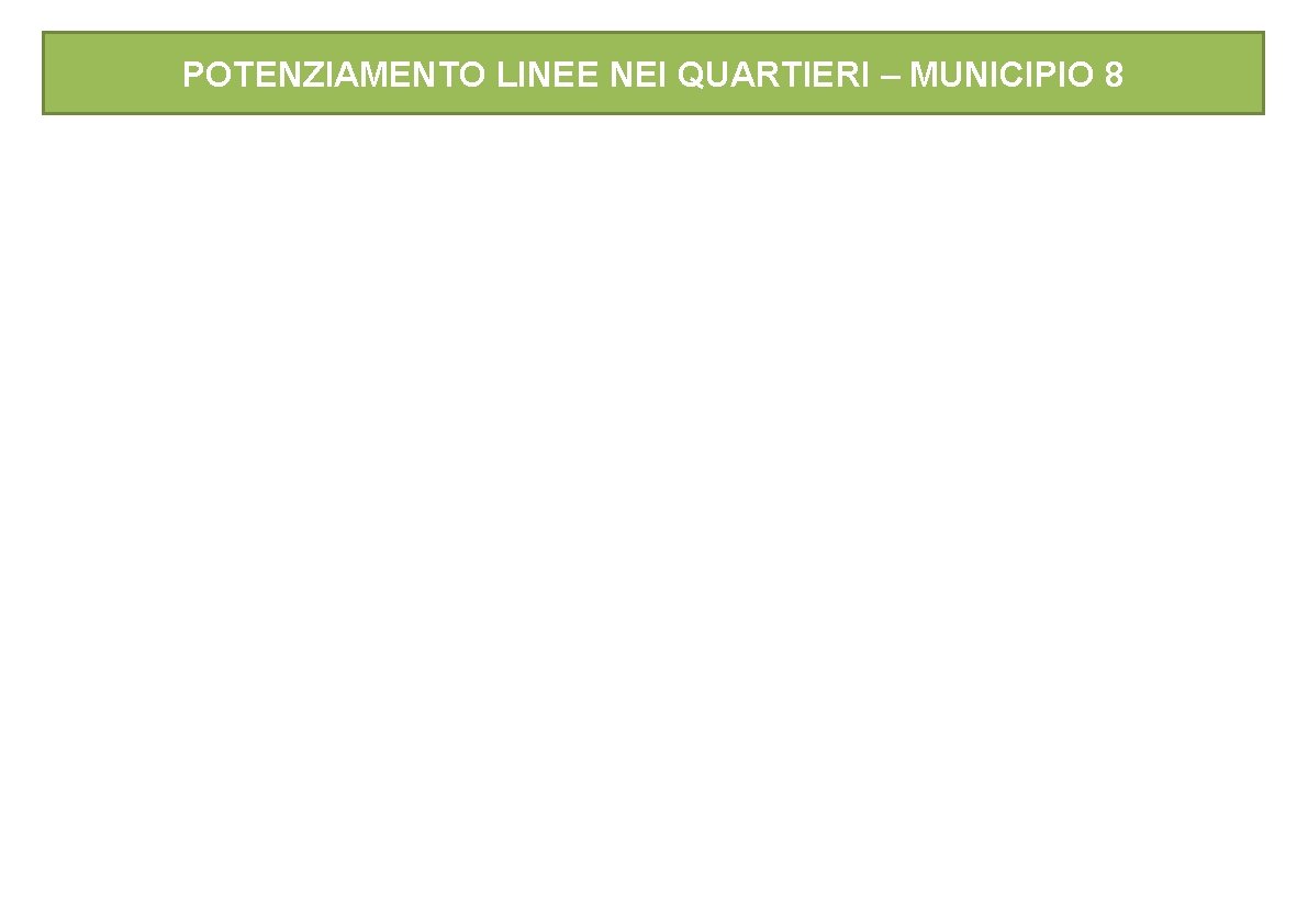 POTENZIAMENTO LINEE NEI QUARTIERI – MUNICIPIO 8 