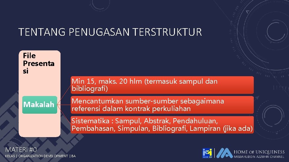 TENTANG PENUGASAN TERSTRUKTUR File Presenta si Min 15, maks. 20 hlm (termasuk sampul dan