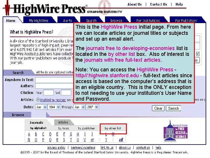 High. Wire Press 3 This is the High. Wire Press initial page. From here