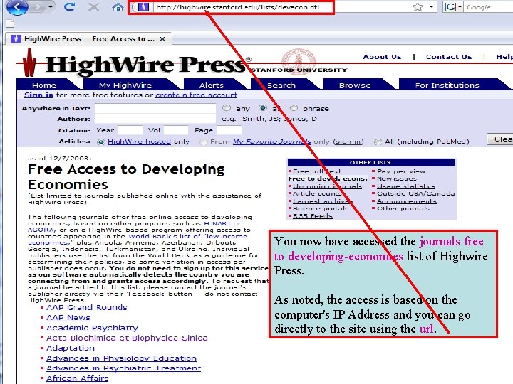 You now have accessed the journals free to developing-economies list of Highwire Press. As