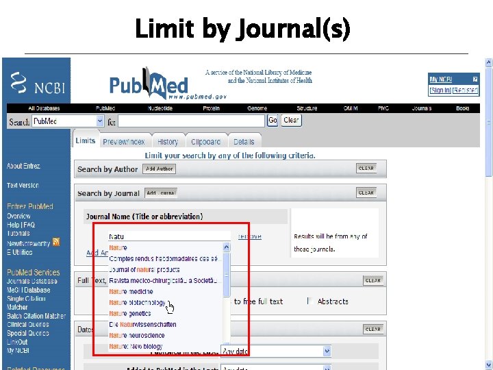 Limit by Journal(s) 