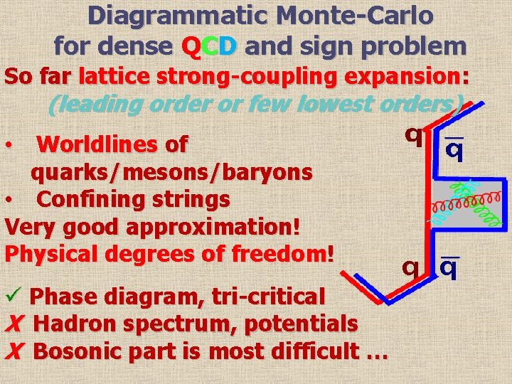 Diagrammatic Monte-Carlo for dense QCD and sign problem So far lattice strong-coupling expansion: (leading