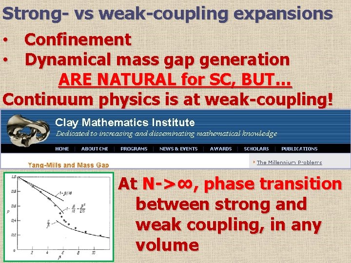 Strong- vs weak-coupling expansions • Confinement • Dynamical mass gap generation ARE NATURAL for