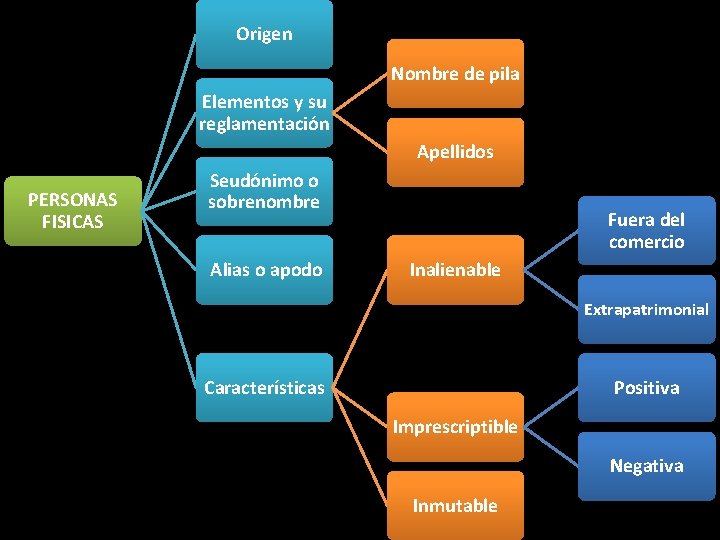 Origen Nombre de pila Elementos y su reglamentación Apellidos PERSONAS FISICAS Seudónimo o sobrenombre