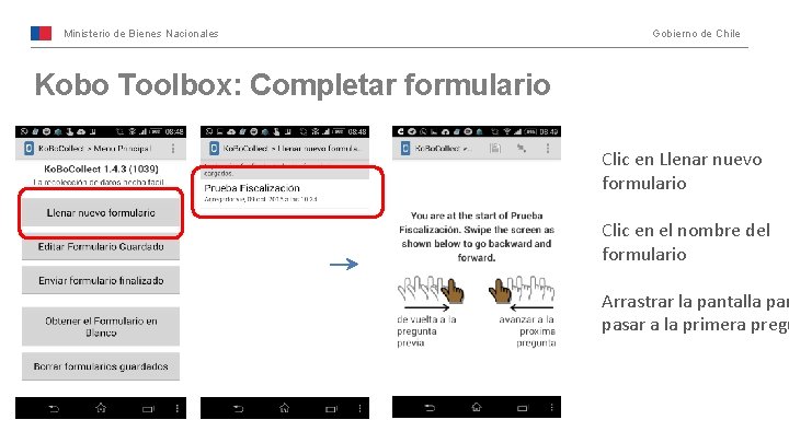 Ministerio de Bienes Nacionales Gobierno de Chile Kobo Toolbox: Completar formulario Clic en Llenar