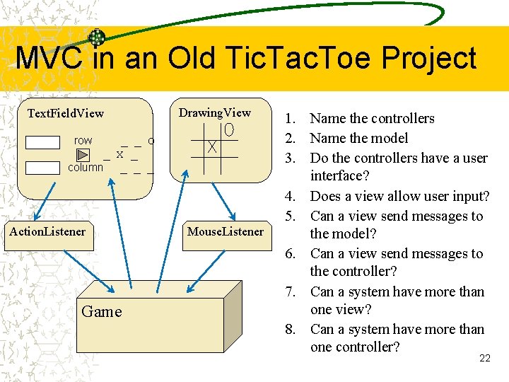 MVC in an Old Tic. Tac. Toe Project Text. Field. View Drawing. View row