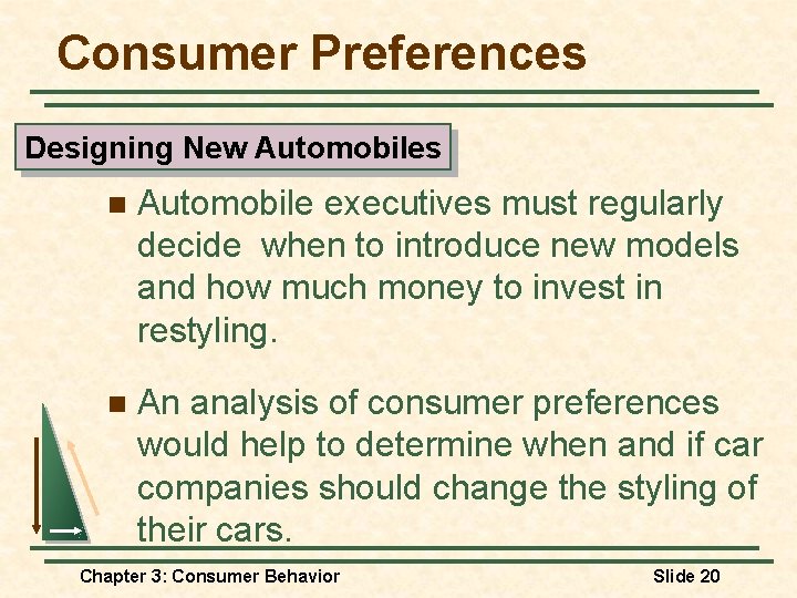 Consumer Preferences Designing New Automobiles n Automobile executives must regularly decide when to introduce Consumer Preferences Designing New Automobiles n Automobile executives must regularly decide when to introduce