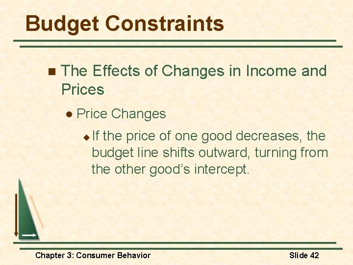 Budget Constraints n The Effects of Changes in Income and Prices l Price Changes